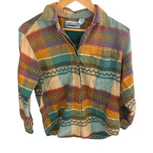 Vintage Cabin Creek Petite Aztec Flannel Button-Up Shirt